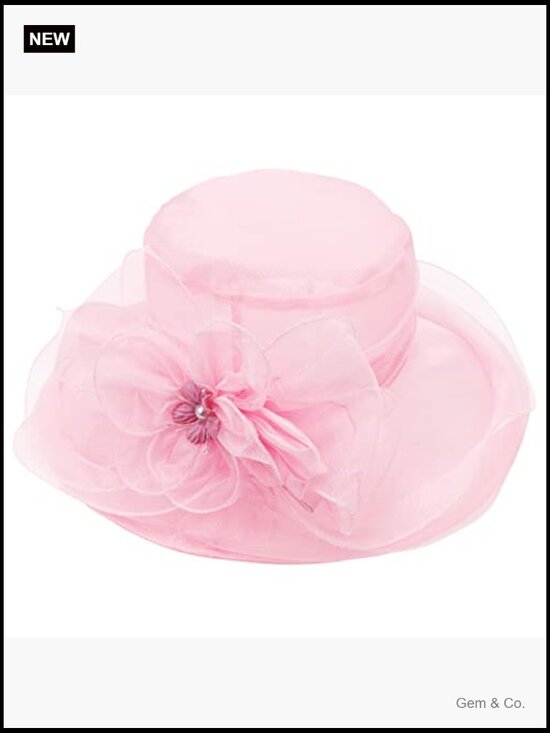 Organza Wide Brim Fascinator Hat - Derby Cocktail Wedding Church Tea Party